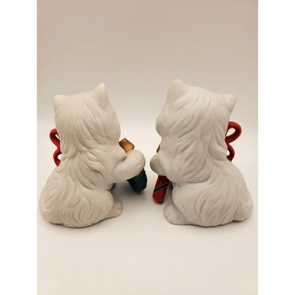 Vintage Homco Christmas Kittens Porcelain Figurines Set of 2 #5112